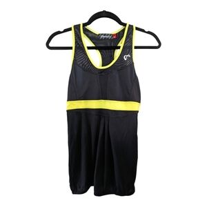 Athletic DNA Match Black and Yellow Racer Back Tennis Tank Size Small Athleisure